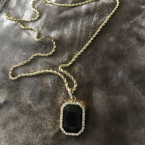 Mens 14k gold plated octagon pendant “20 inch”